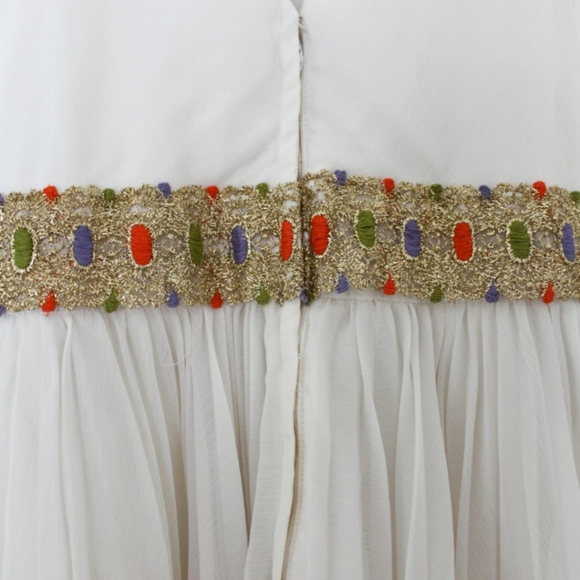 Vintage 1960s Grecian Style White Chiffon Cocktail Dress - Picture 6 of 8